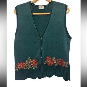 Koret vest green knit embroidered